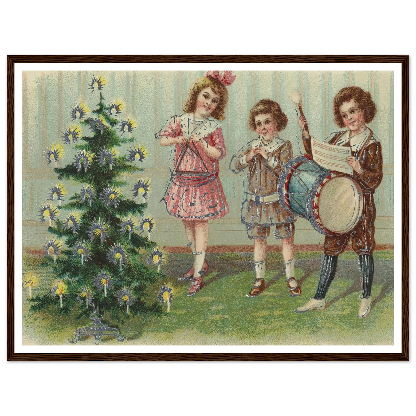 Carolers By The Pine - Framed Poster - 30x40 cm / 12x16″ - Black frame