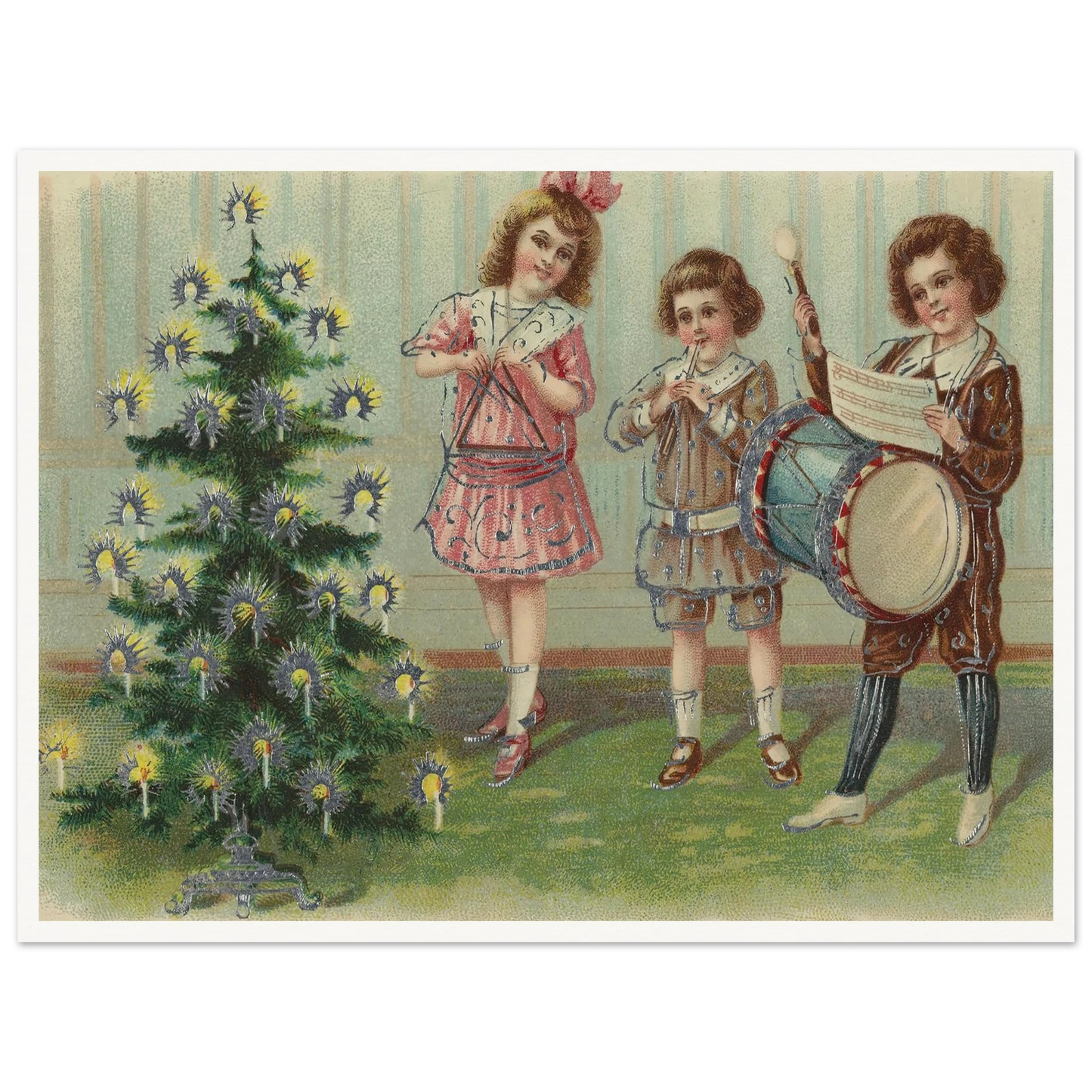 Carolers By The Pine - Framed Poster - 30x40 cm / 12x16″ - Black frame