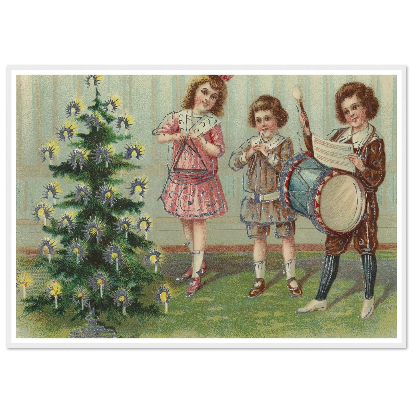 Carolers By The Pine - Framed Poster - 30x40 cm / 12x16″ - Black frame
