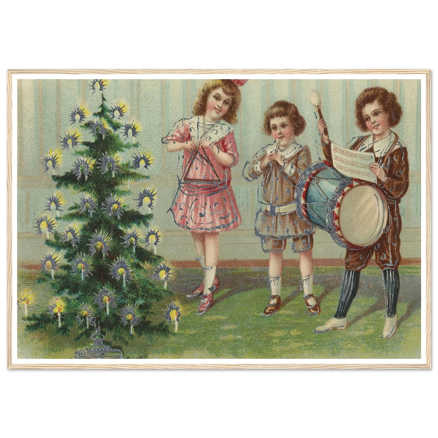 Carolers By The Pine - Framed Poster - 30x40 cm / 12x16″ - Black frame