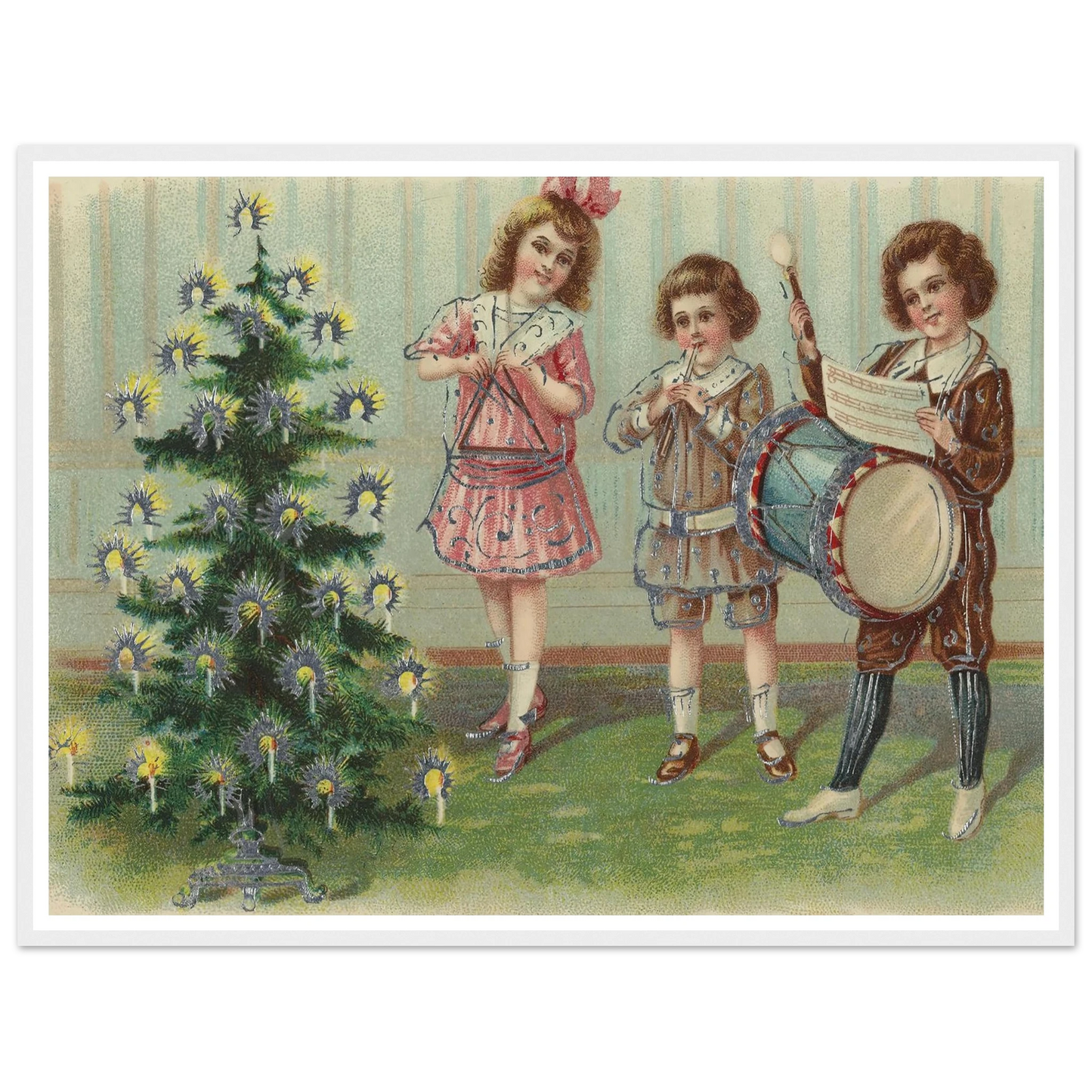 Carolers By The Pine - Framed Poster - 30x40 cm / 12x16″ - Black frame