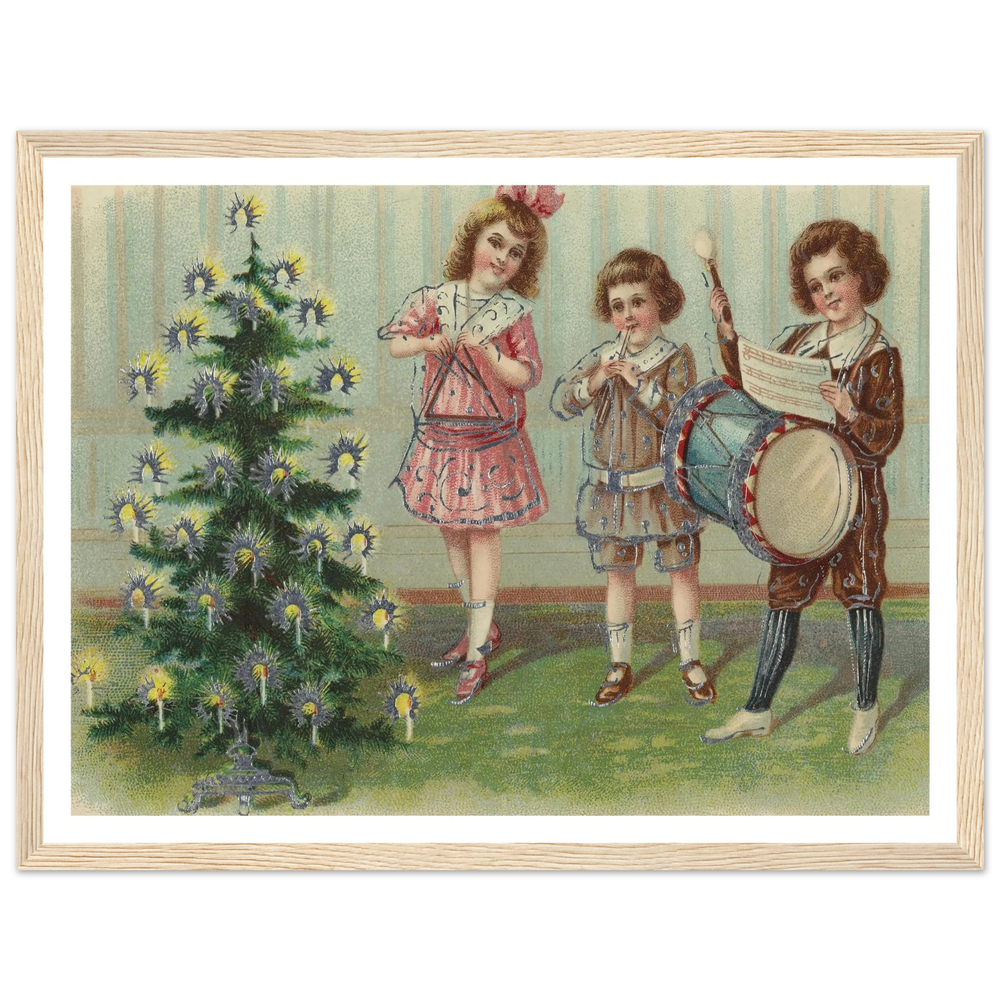 Carolers By The Pine - Framed Poster - 30x40 cm / 12x16″ - Black frame