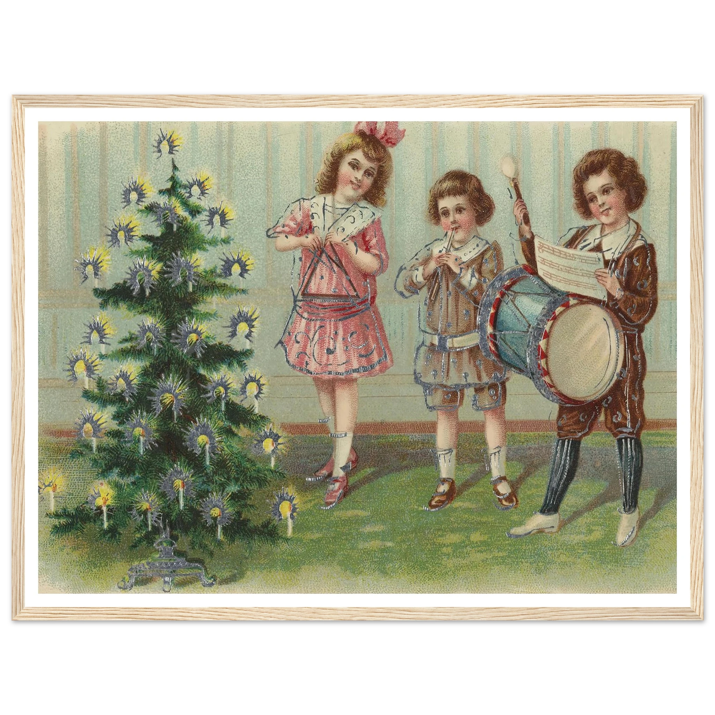 Carolers By The Pine - Framed Poster - 30x40 cm / 12x16″ - Black frame