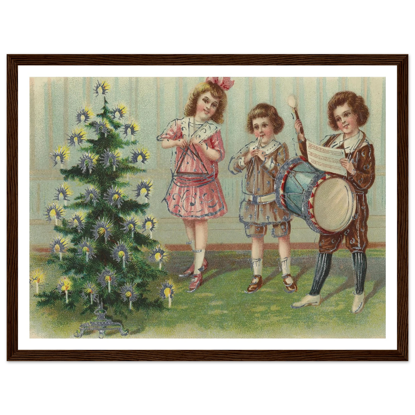 Carolers By The Pine - Framed Poster - 30x40 cm / 12x16″ - Black frame