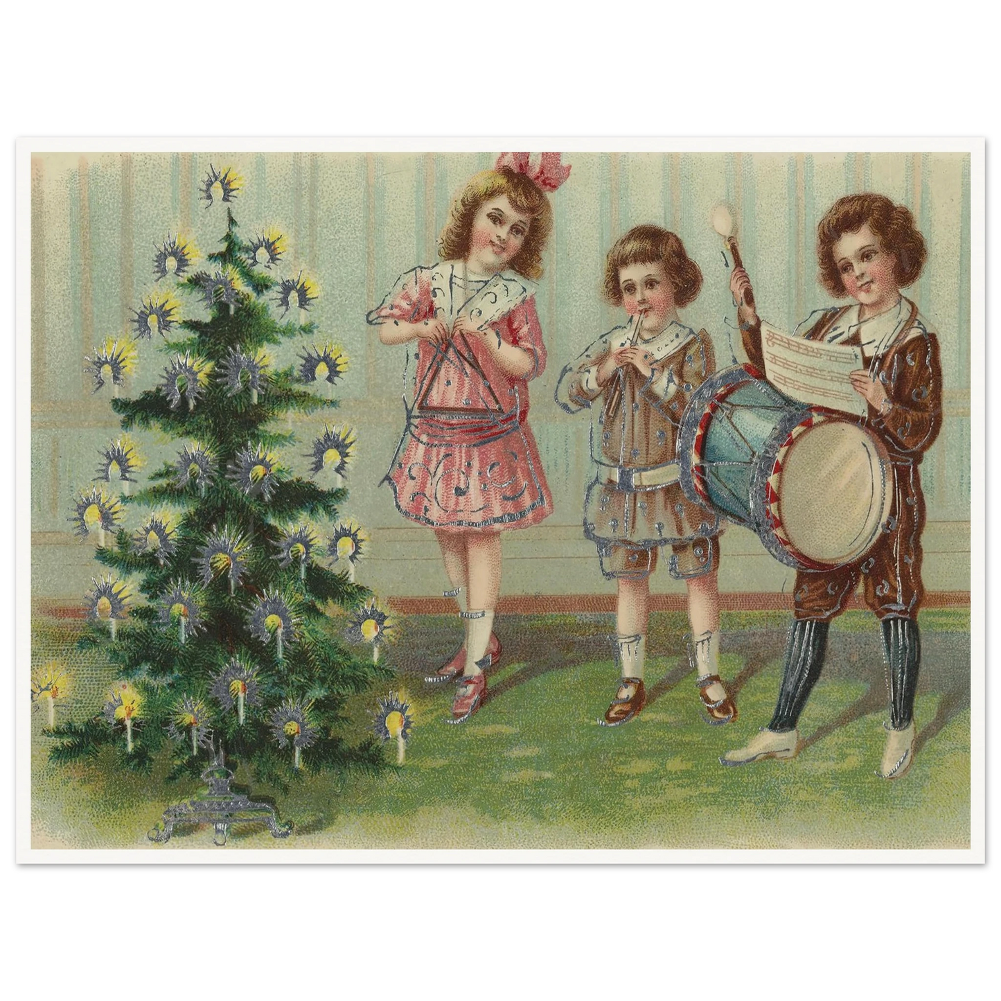 Carolers By The Pine - Framed Poster - 30x40 cm / 12x16″ - Black frame