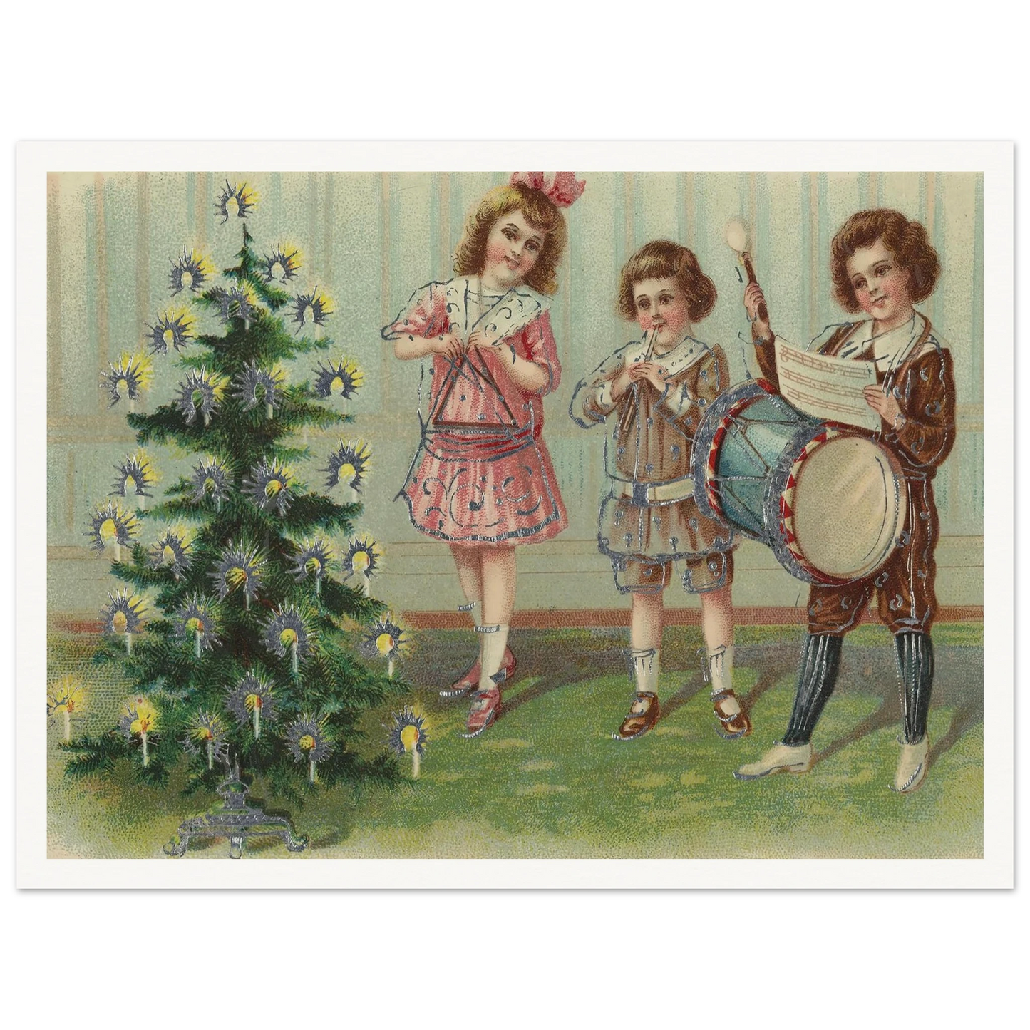 Carolers By The Pine - Framed Poster - 30x40 cm / 12x16″ - Black frame