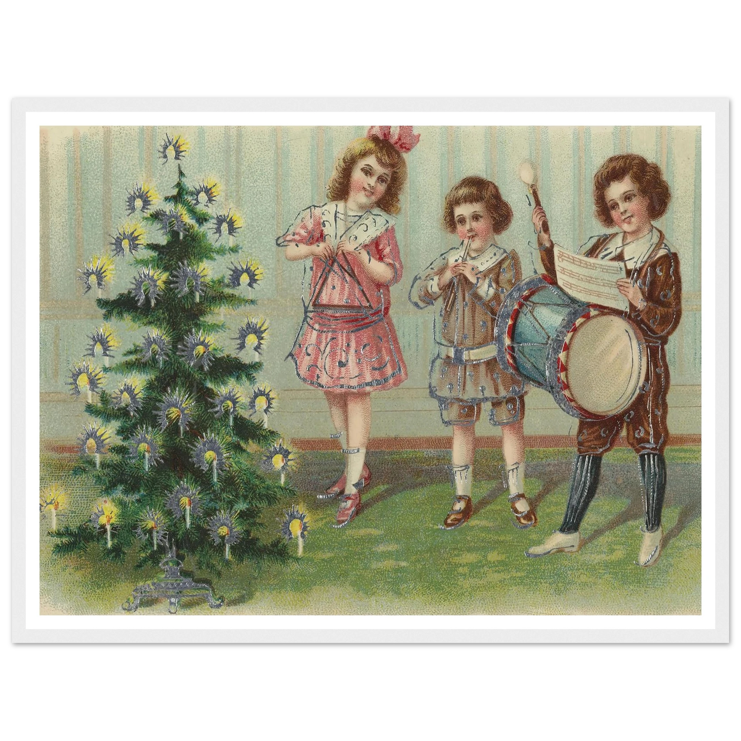 Carolers By The Pine - Framed Poster - 30x40 cm / 12x16″ - Black frame