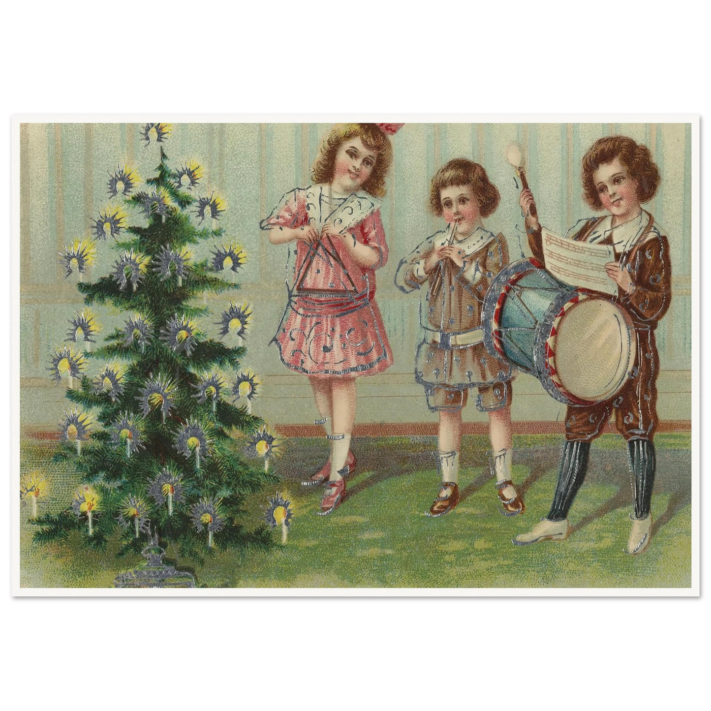 Carolers By The Pine - Framed Poster - 30x40 cm / 12x16″ - Black frame