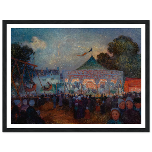 Carousel at Night at the Fair. 1890 Art Print | Ferdinand du Puigaudeau - Framed Poster - 30x40 cm / 12x16″ - Black frame