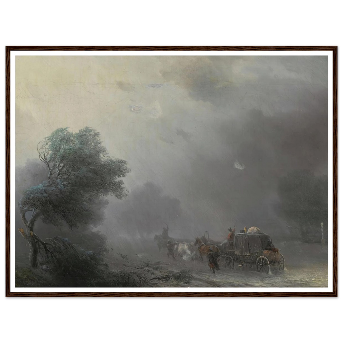 Carriage in a Storm Art Print | Ivan Konstantinovich Aivazovsky - Framed Poster - 30x40 cm / 12x16″ - Black frame