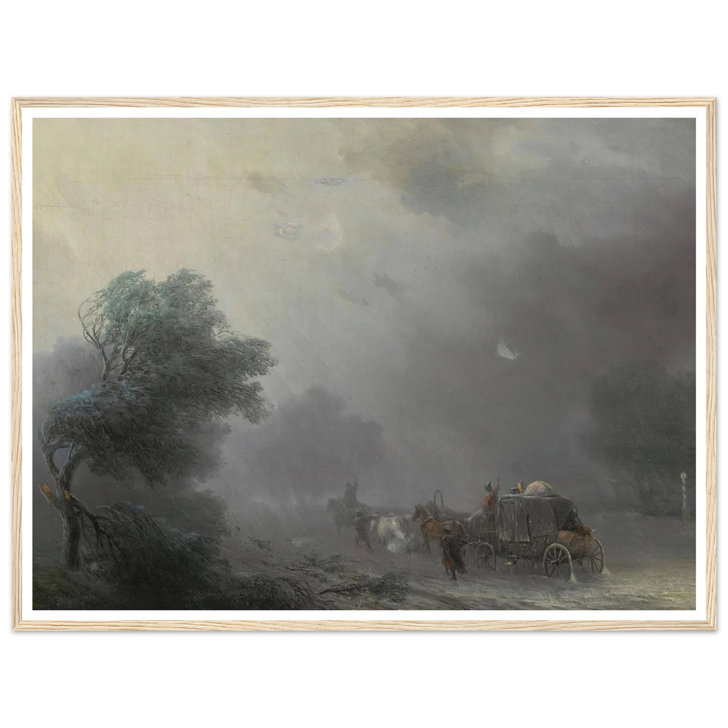 Carriage in a Storm Art Print | Ivan Konstantinovich Aivazovsky - Framed Poster - 30x40 cm / 12x16″ - Black frame