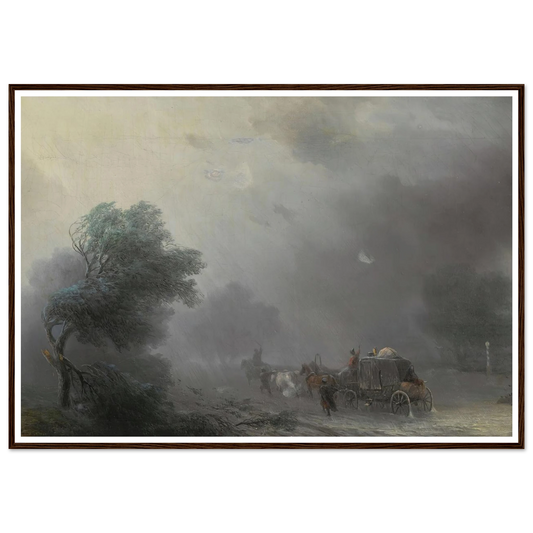 Carriage in a Storm Art Print | Ivan Konstantinovich Aivazovsky - Framed Poster - 30x40 cm / 12x16″ - Black frame