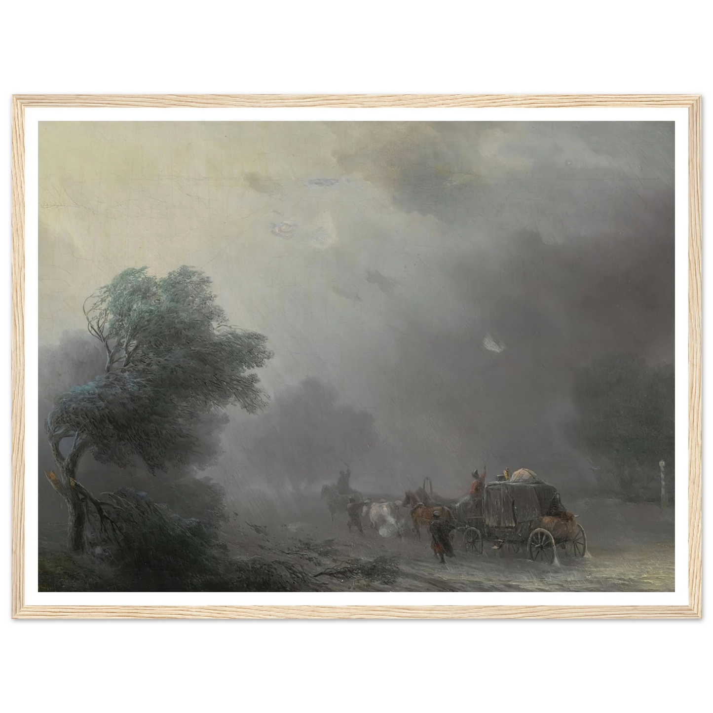Carriage in a Storm Art Print | Ivan Konstantinovich Aivazovsky - Framed Poster - 30x40 cm / 12x16″ - Black frame