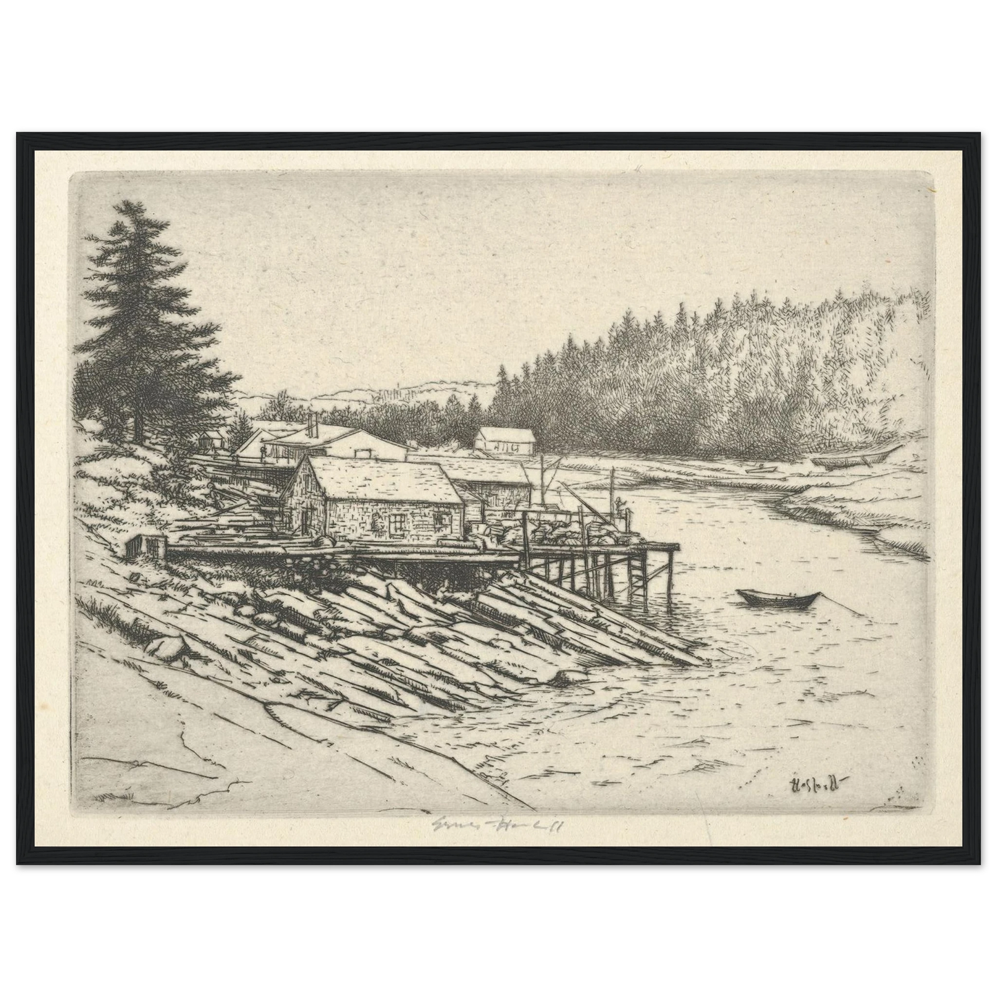 Carrying Place (1923) Art Print | Ernest Haskell - Framed Poster - 30x40 cm / 12x16″ - Black frame