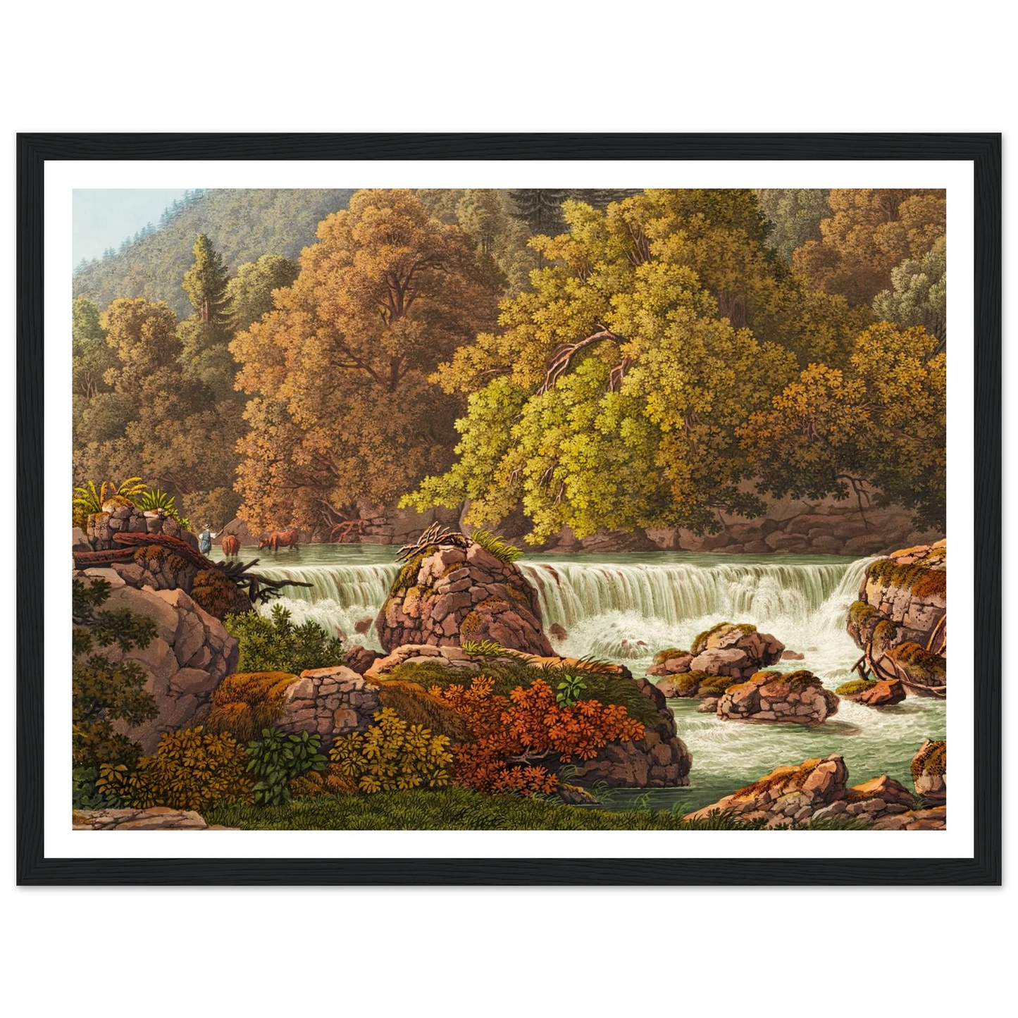 Cascade derrière le Martinet Art Print | Peter Birmann - Framed Poster - 30x40 cm / 12x16″ - Black frame