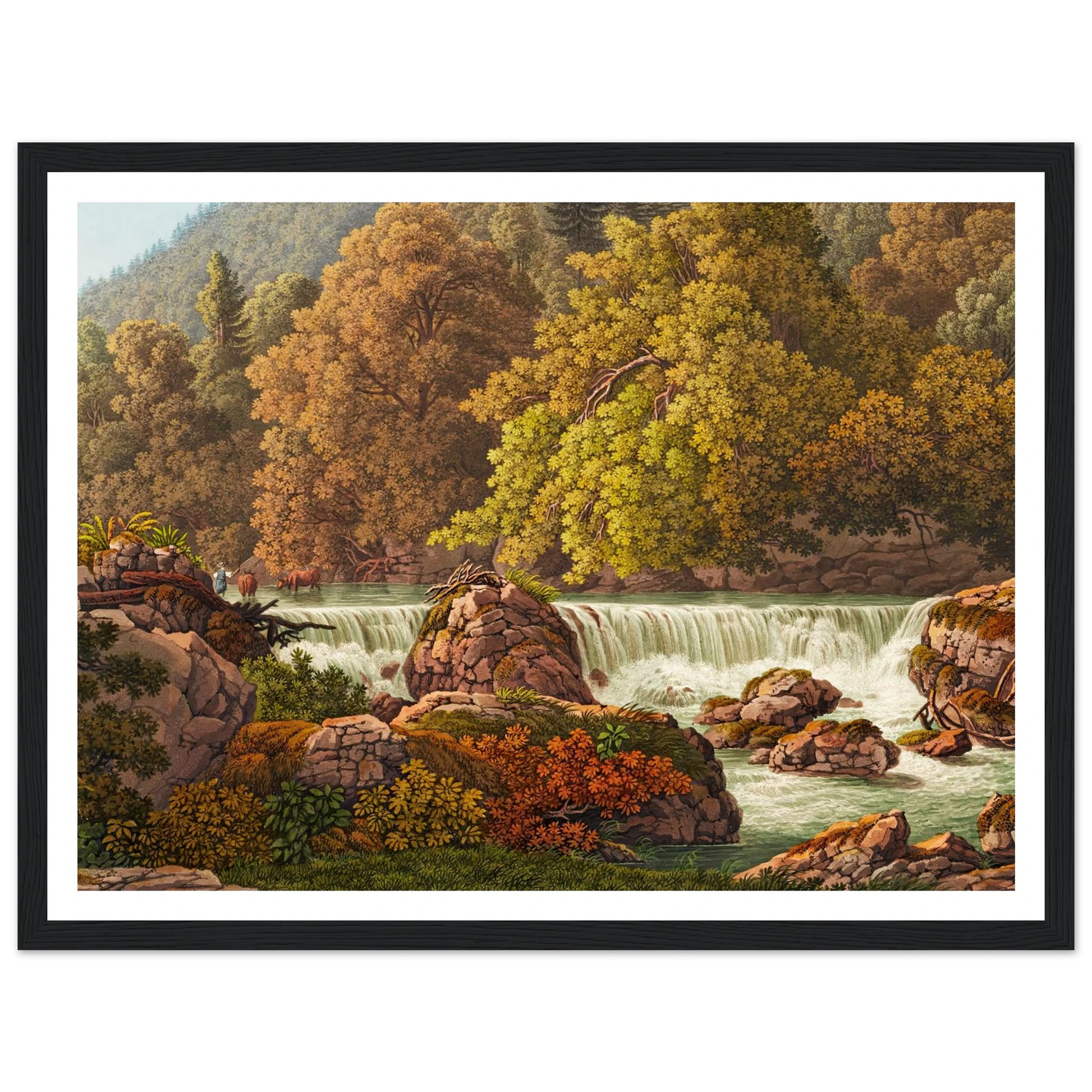 Cascade derrière le Martinet Art Print | Peter Birmann - Framed Poster - 30x40 cm / 12x16″ - Black frame