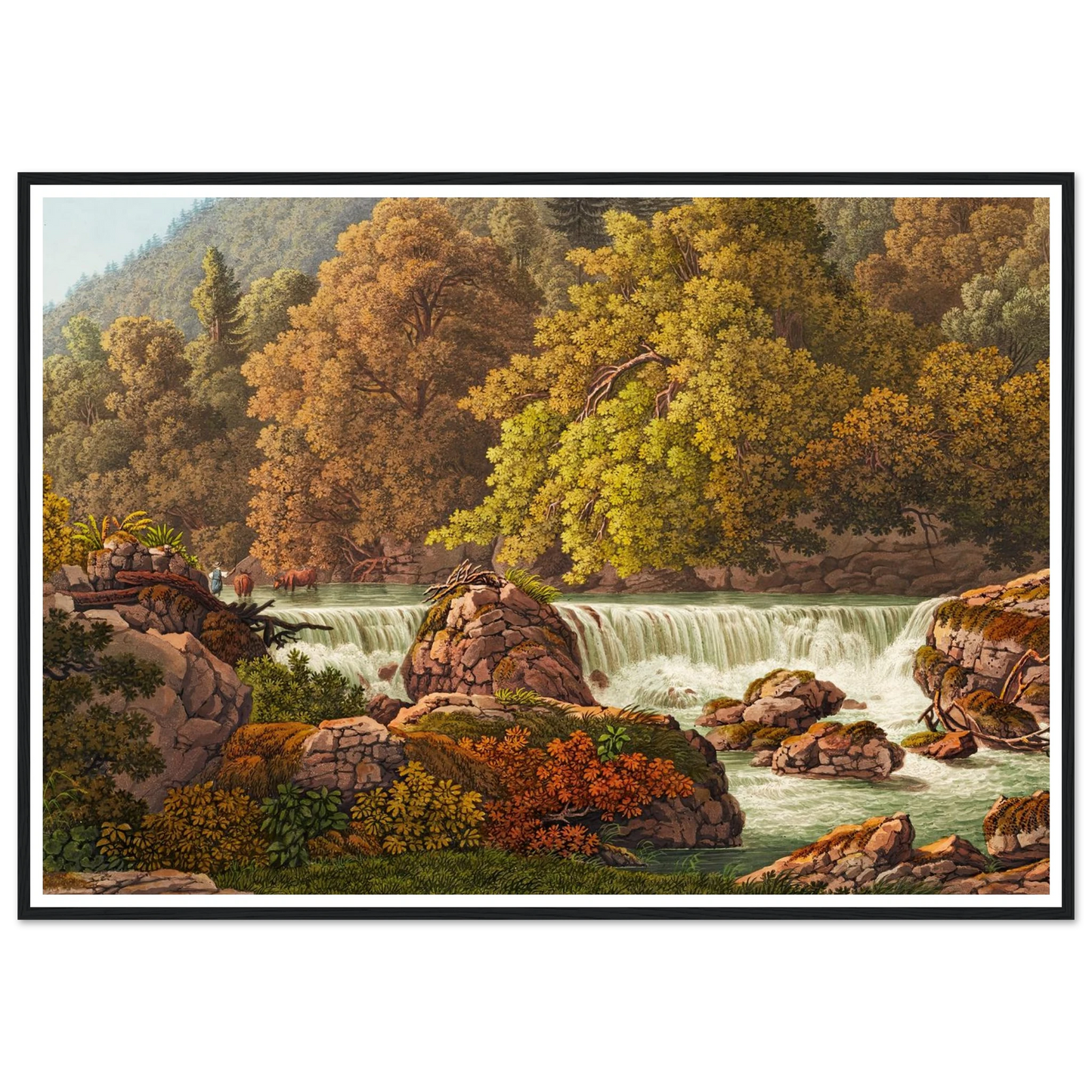 Cascade derrière le Martinet Art Print | Peter Birmann - Framed Poster - 30x40 cm / 12x16″ - Black frame