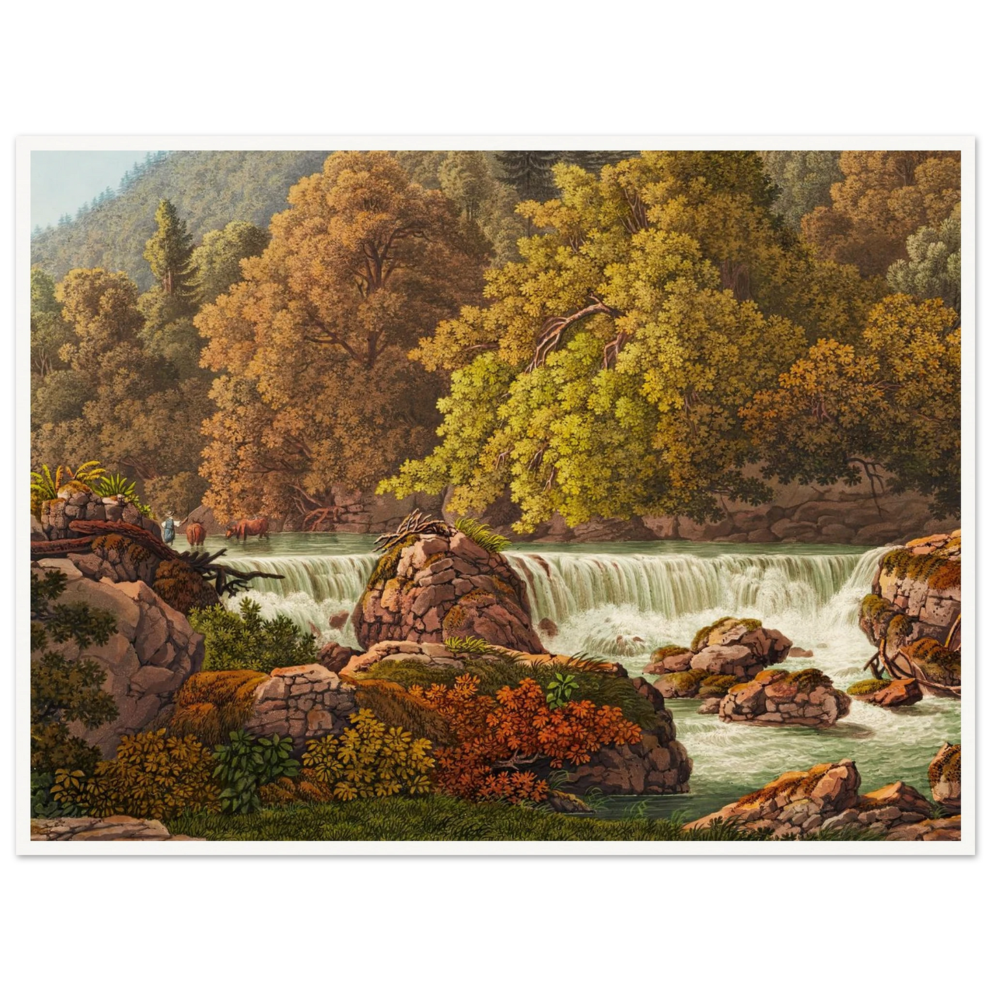 Cascade derrière le Martinet Art Print | Peter Birmann - Framed Poster - 30x40 cm / 12x16″ - Black frame