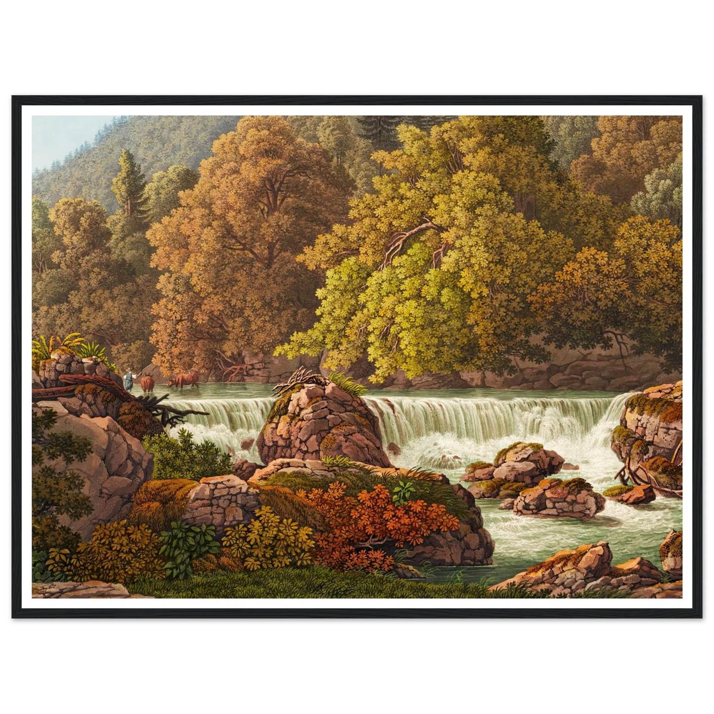 Cascade derrière le Martinet Art Print | Peter Birmann - Framed Poster - 30x40 cm / 12x16″ - Black frame