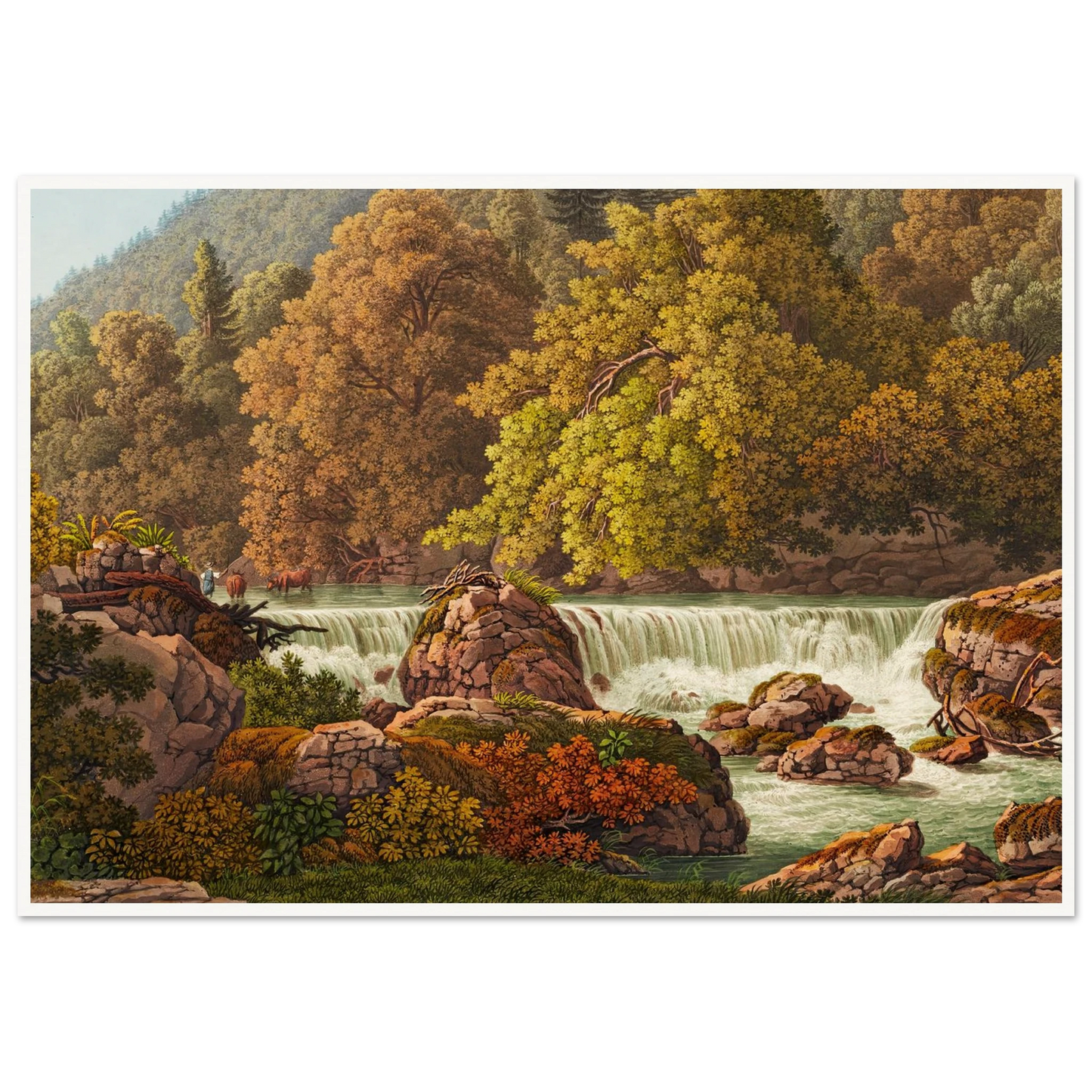 Cascade derrière le Martinet Art Print | Peter Birmann - Framed Poster - 30x40 cm / 12x16″ - Black frame