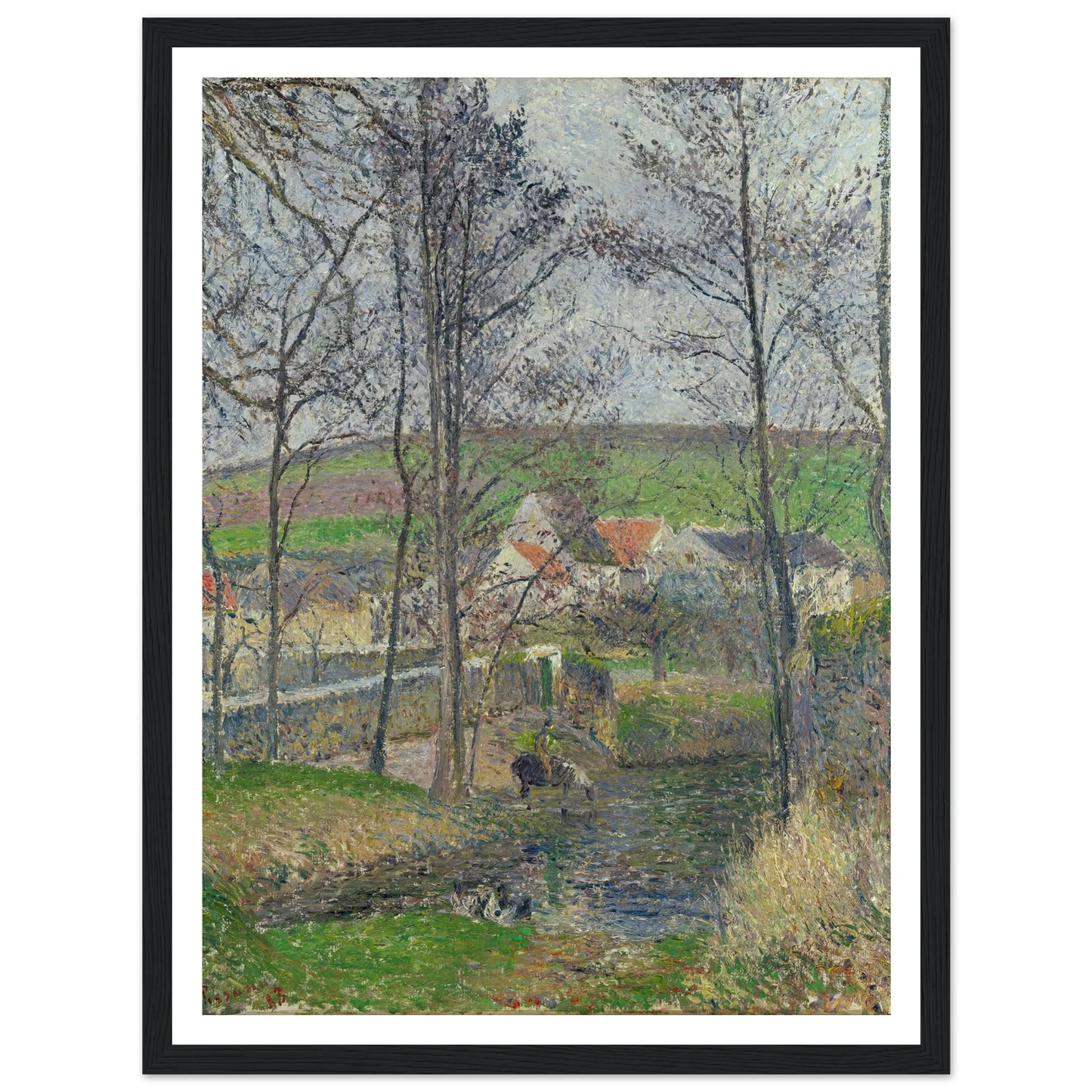 The banks of the Viosne at Osny in grey weather, winter Art Print | Camille Pissarro-Quipham Collections