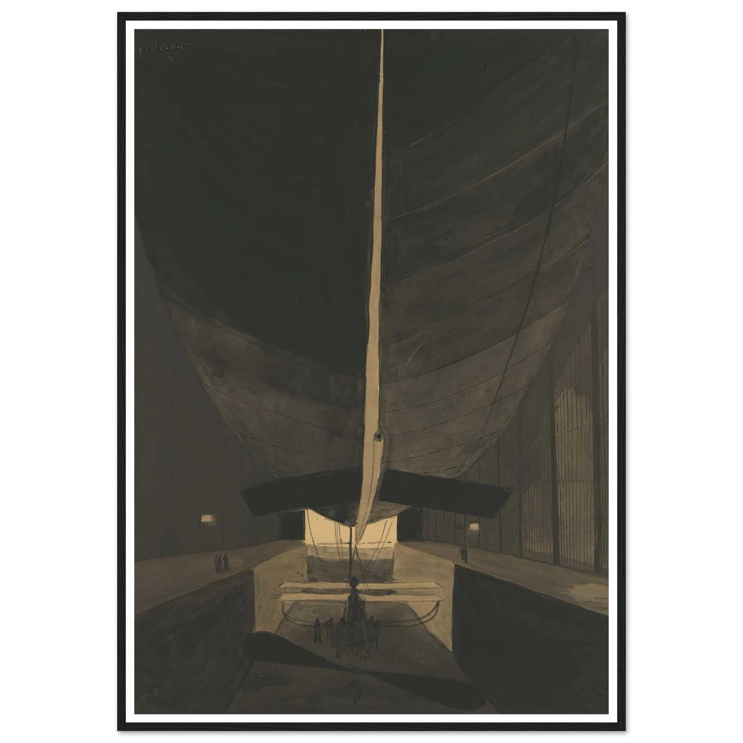 Het luchtschip Belgique II in zijn loods (1910) Art Print | Leon Spilliaert-Quipham Collections