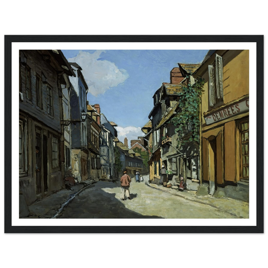 Rue de la Bavole, Honfleur (1864) Art Print | Claude Monet - Framed Poster - 30x40 cm / 12x16″ - Black frame