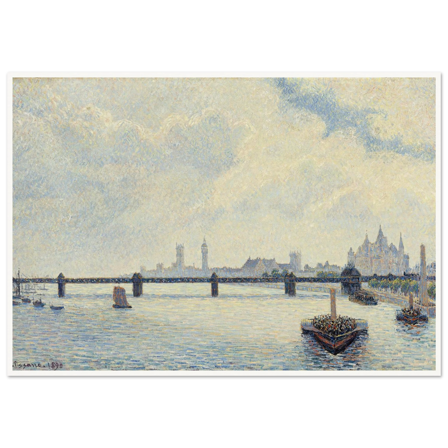 Charing Cross Bridge,London (1890) Art Print | Camille Pissarro-Quipham Collections