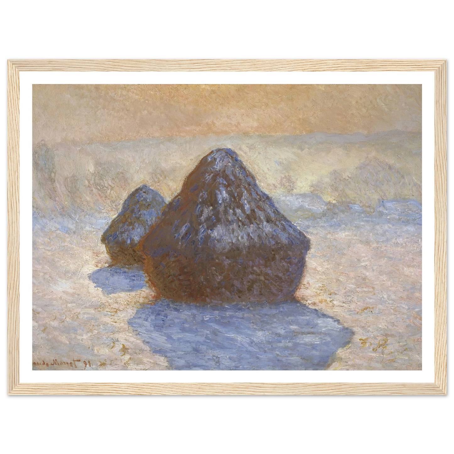 Haystacks- Snow Effect (1891) Art Print | Claude Monet-Quipham Collections