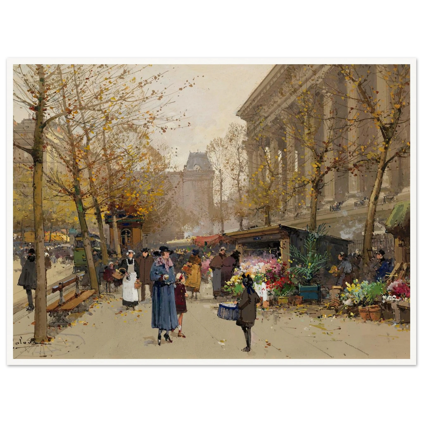 Flower Market, La Madeleine Art Print | Eugene Galien Laloue-Quipham Collections