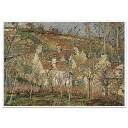 Red roofs, corner of a village, winter Art Print | Camille Pissarro-Quipham Collections
