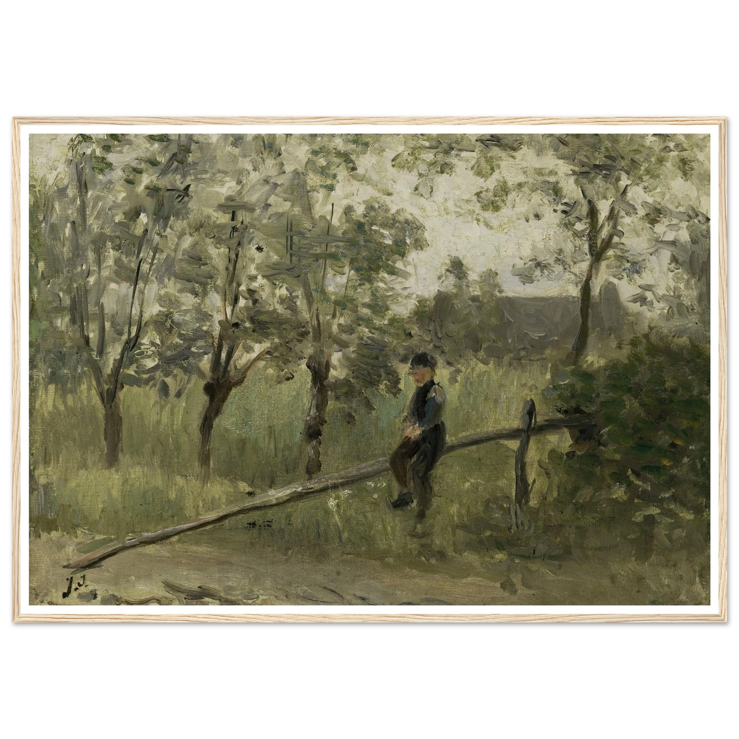 Country Boy on a Pole Barrier (1900 - 1911) Art Print | Jozef Israels-Quipham Collections
