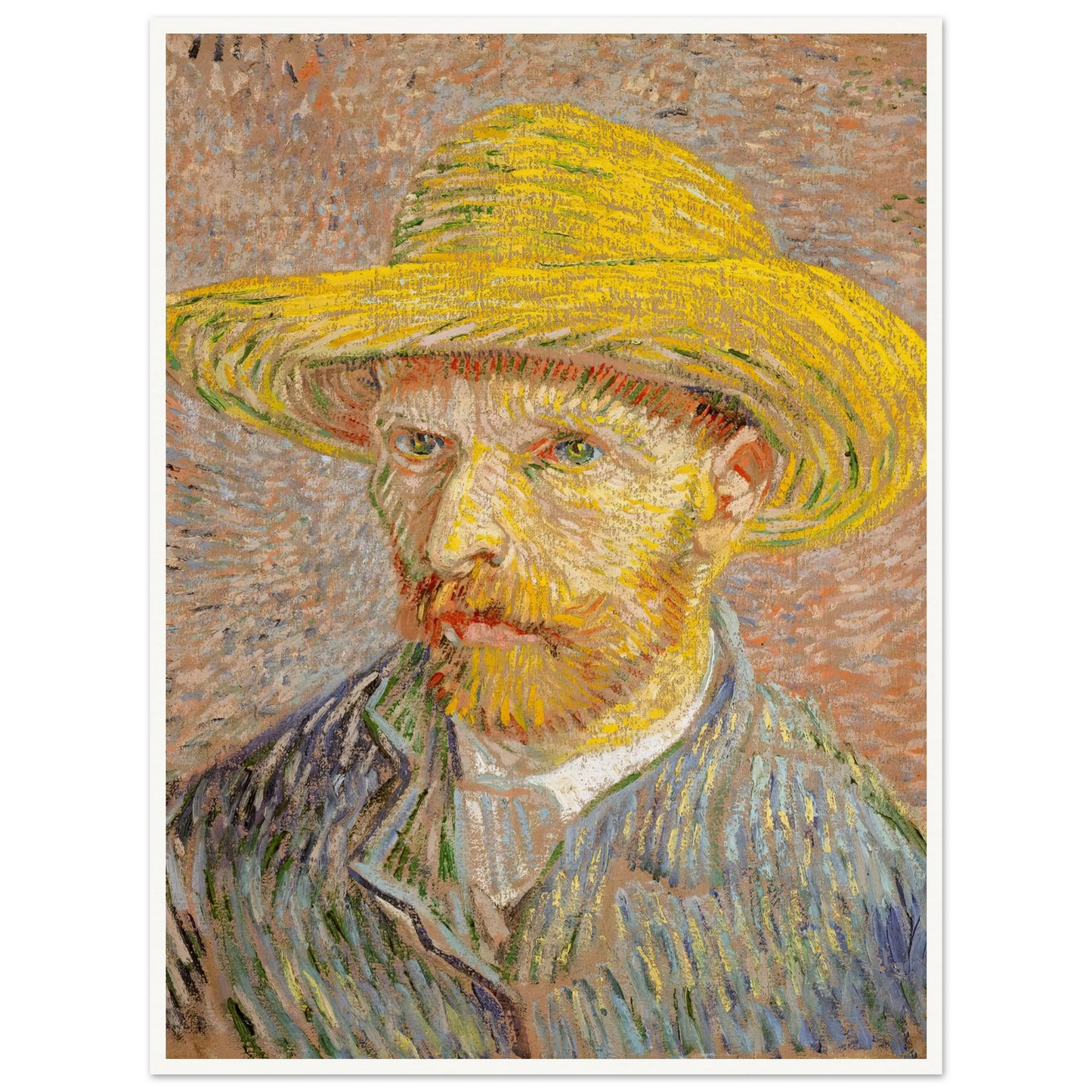 Self-Portrait with a Straw Hat (1887) Art Print | Vincent van Gogh-Quipham Collections