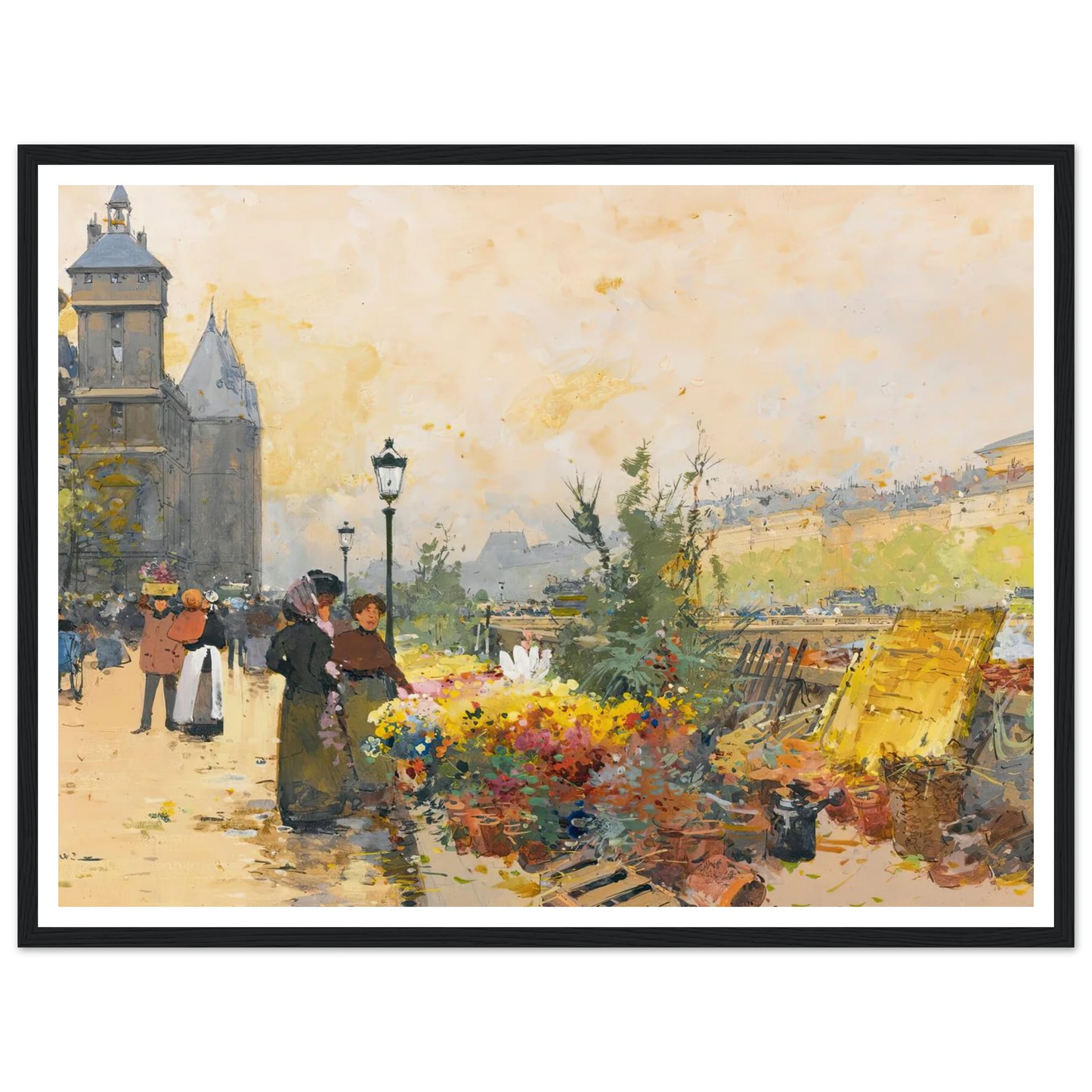 Le Marché Des Fleurs À La Cité Art Print | Eugene Galien Laloue-Quipham Collections