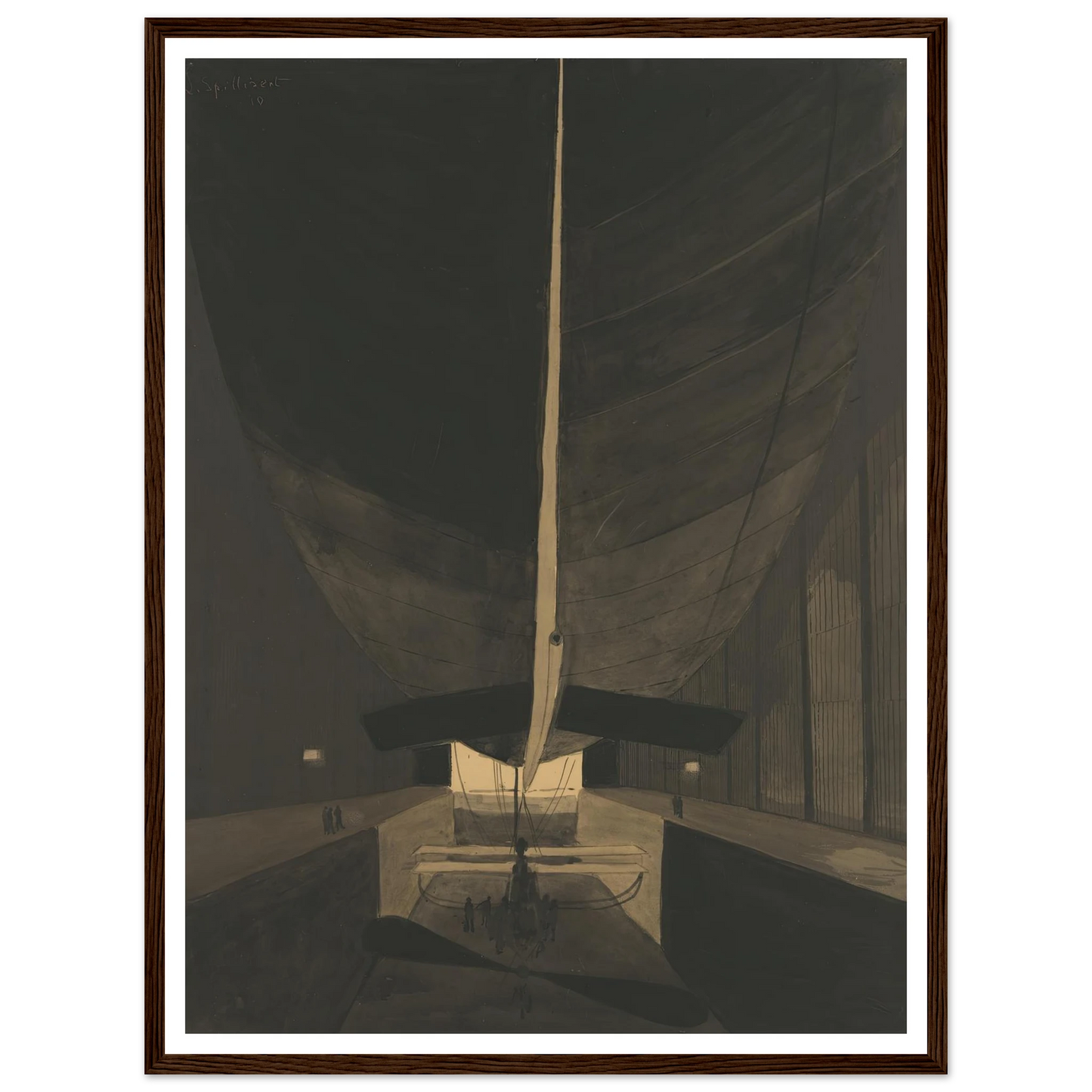 Het luchtschip Belgique II in zijn loods (1910) Art Print | Leon Spilliaert-Quipham Collections