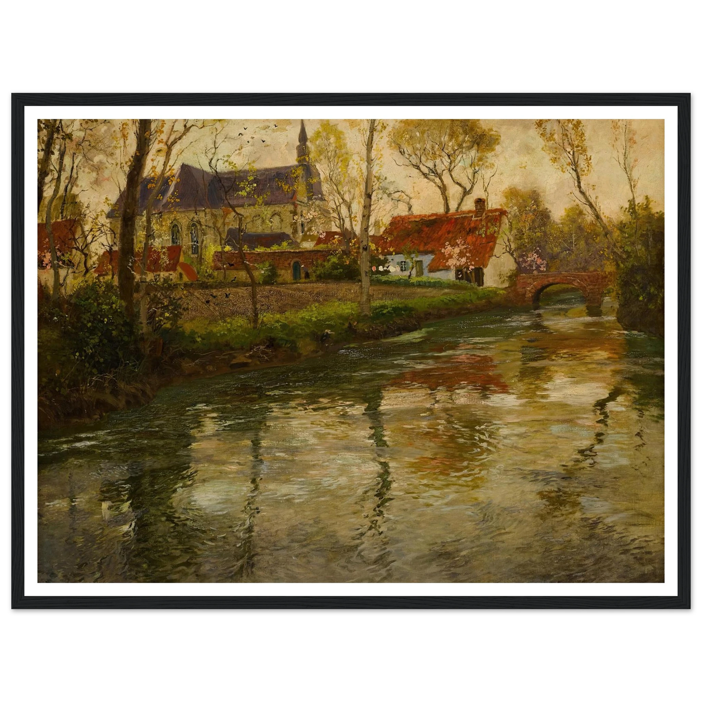 A River Landscape with a Church Beyond Art Print | Frits Thaulow-Quipham Collections