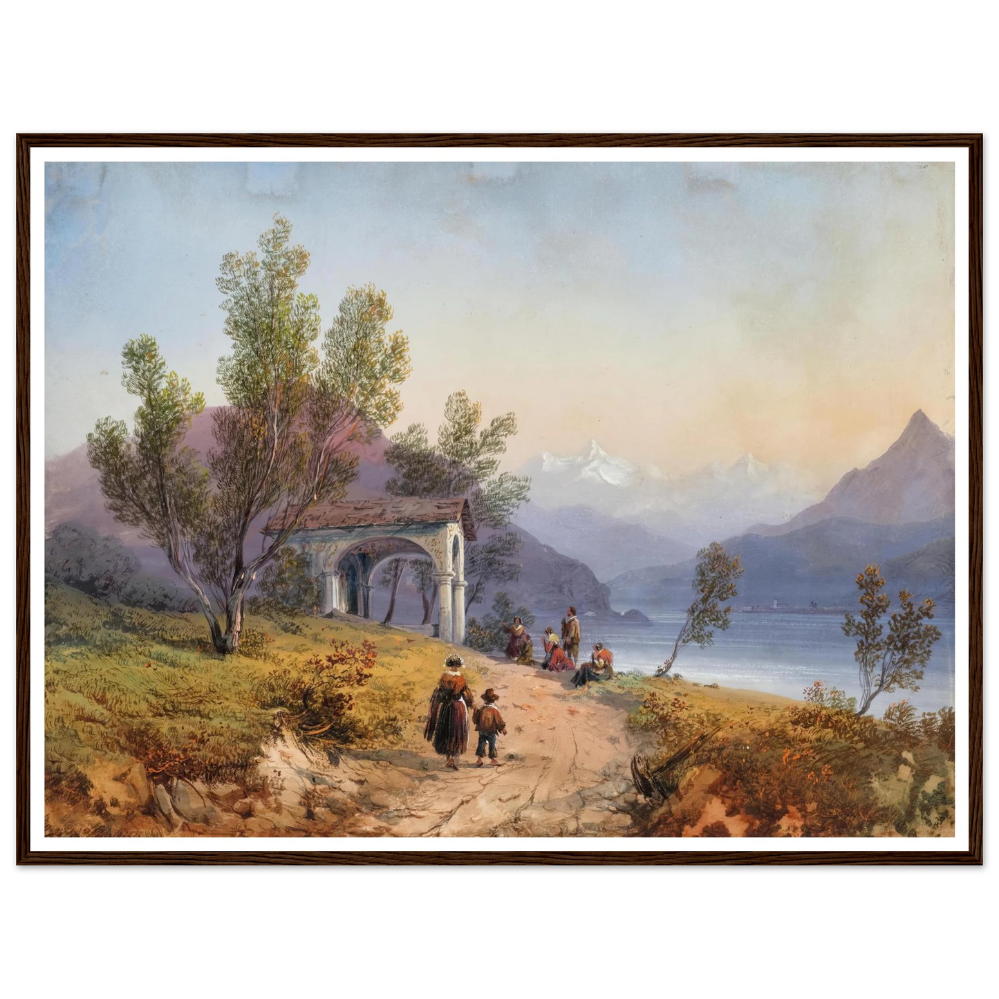 Prayer on the Shore of Lake Maggiore (1849) Art Print | Carlo Bossoli-Quipham Collections