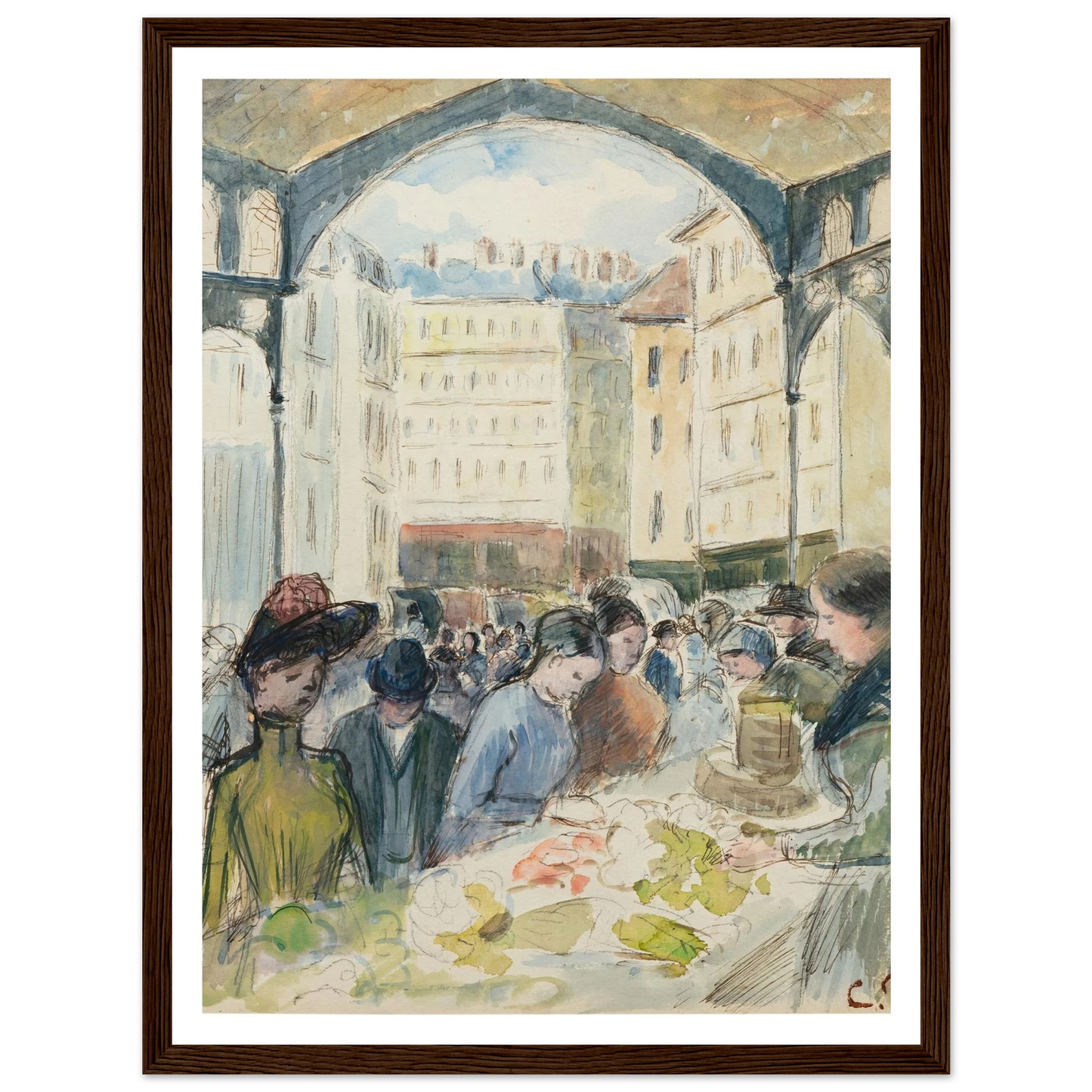 Les Halles centrales; le marché aux légumes Art Print | Camille Pissarro-Quipham Collections