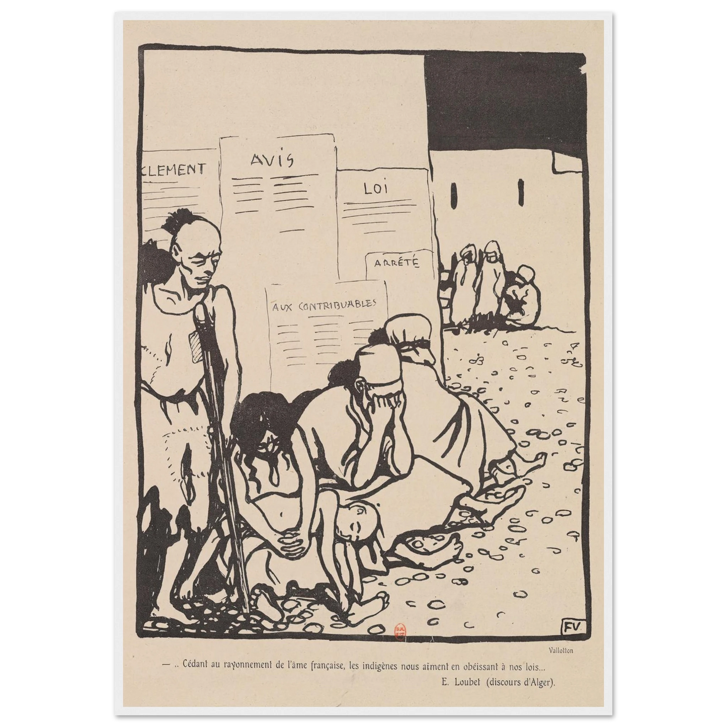 …Cedant au rayonnement de l’ame francaise,… Art Print | Felix Vallotton - Framed Poster - 30x40 cm / 12x16″ - Black frame