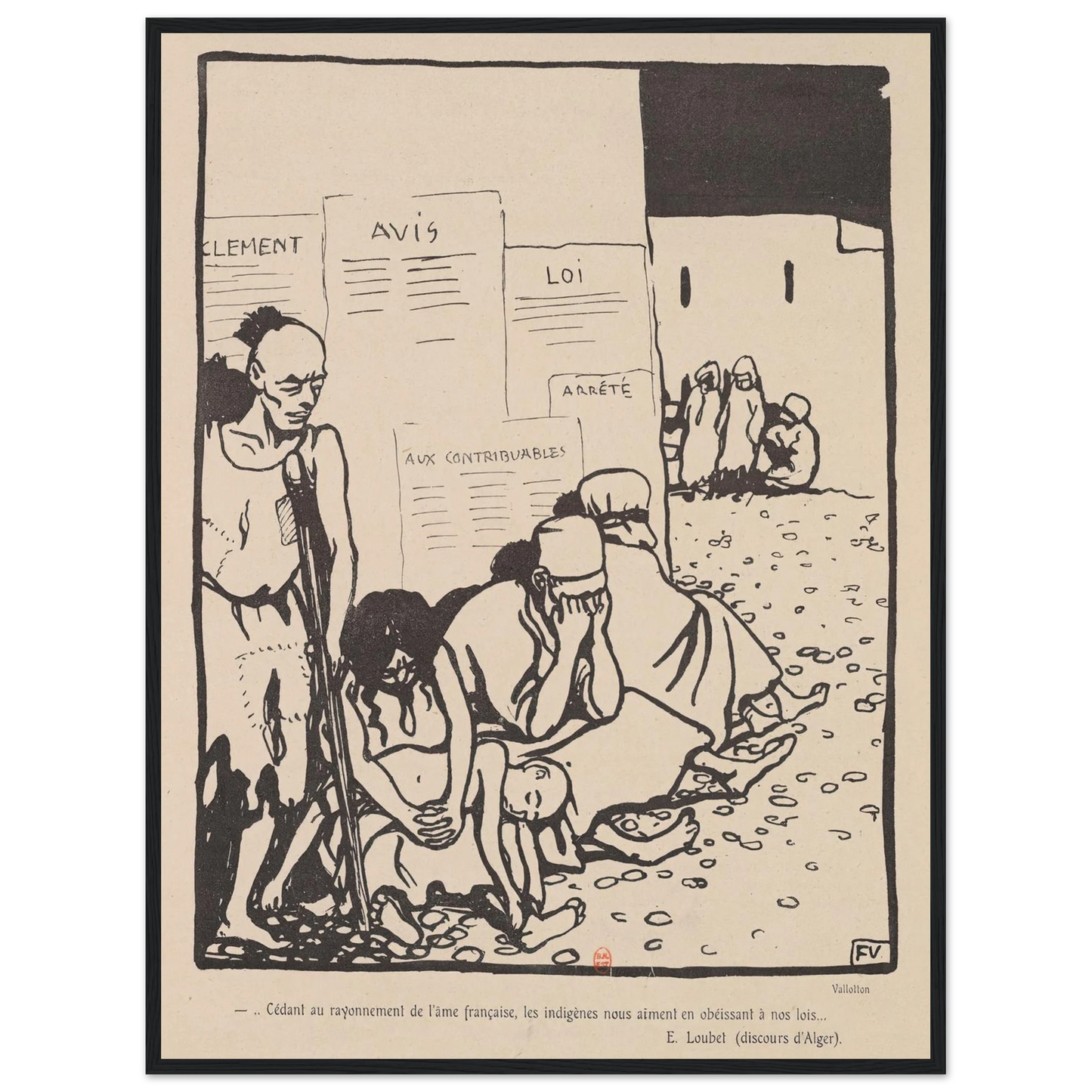 …Cedant au rayonnement de l’ame francaise,… Art Print | Felix Vallotton - Framed Poster - 30x40 cm / 12x16″ - Black frame