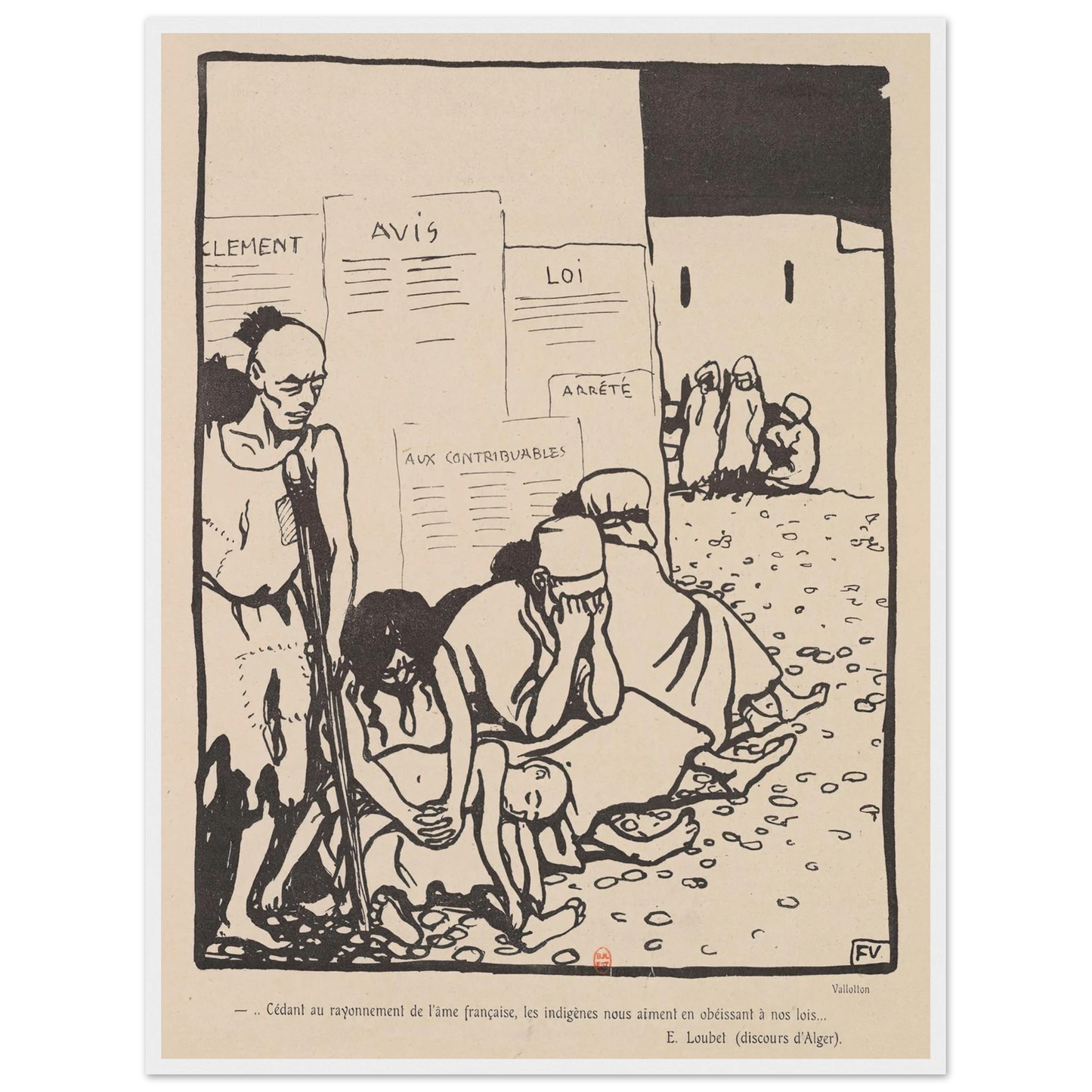 …Cedant au rayonnement de l’ame francaise,… Art Print | Felix Vallotton - Framed Poster - 30x40 cm / 12x16″ - Black frame