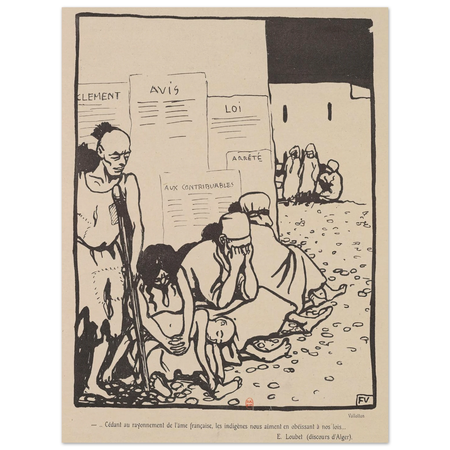 …Cedant au rayonnement de l’ame francaise,… Art Print | Felix Vallotton - Framed Poster - 30x40 cm / 12x16″ - Black frame