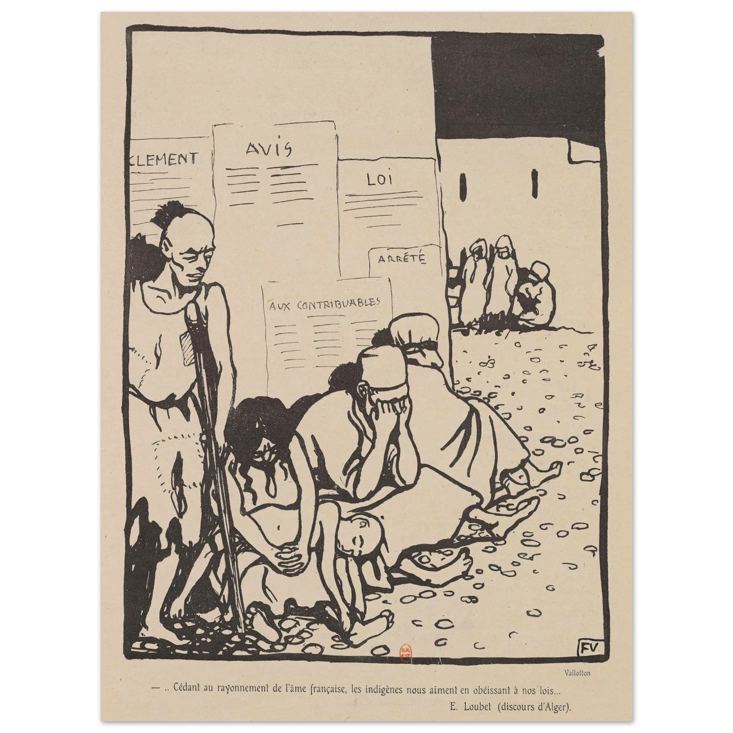 …Cedant au rayonnement de l’ame francaise,… Art Print | Felix Vallotton - Framed Poster - 30x40 cm / 12x16″ - Black frame