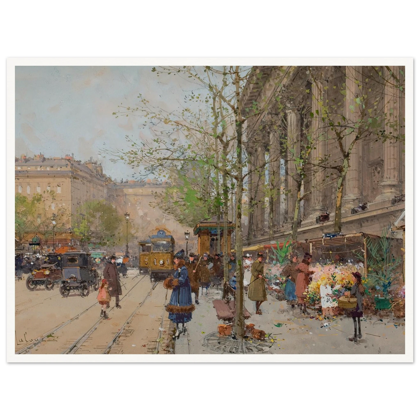 Marché aux fleurs Place de la Madeleine Art Print | Eugene Galien Laloue-Quipham Collections