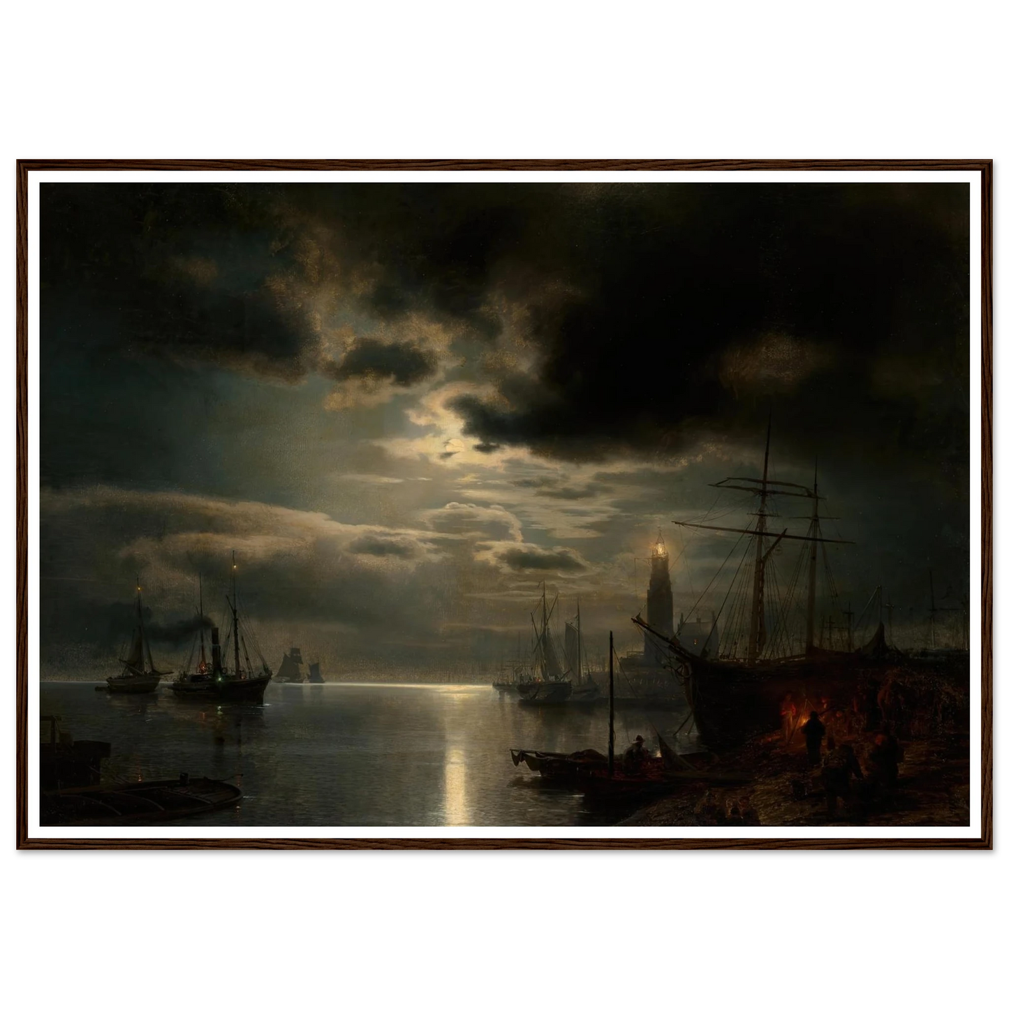 A Moonlit Harbor (1867) Art Print | Hermann Ottomar Herzog-Quipham Collections