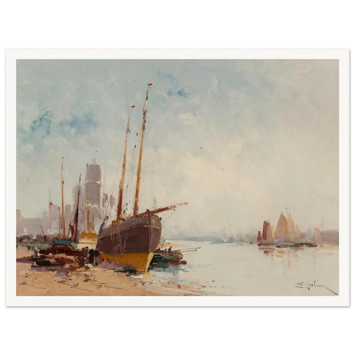 Bateaux au port Art Print | Eugene Galien Laloue-Quipham Collections