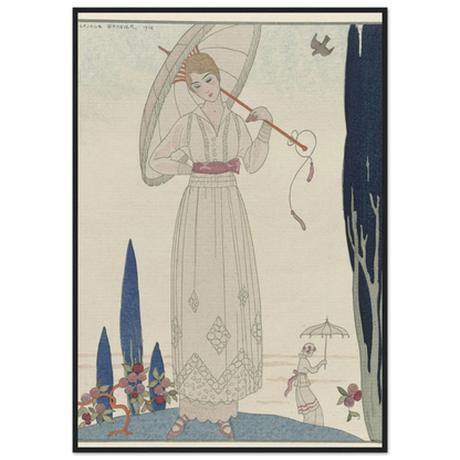 Le cyprès et la rose ; Robe d’été de Doeuillet (1914) Art Print | George Barbier-Quipham Collections