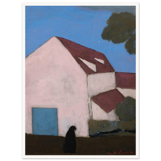 Ferme à la façade rose, silhouette de femme (1921) Art Print | Leon Spilliaert-Quipham Collections