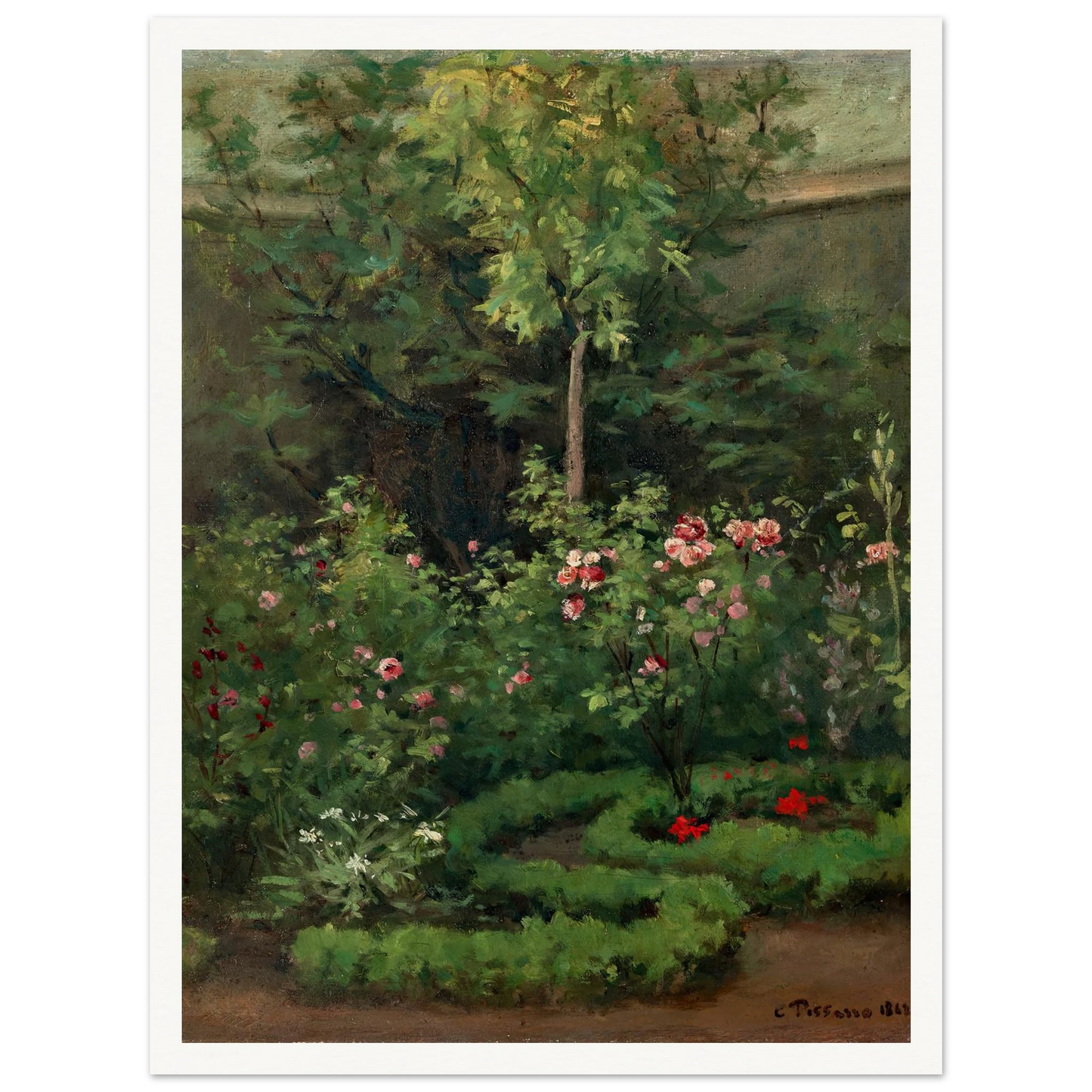 A Rose Garden (1862) Art Print | Camille Pissarro-Quipham Collections