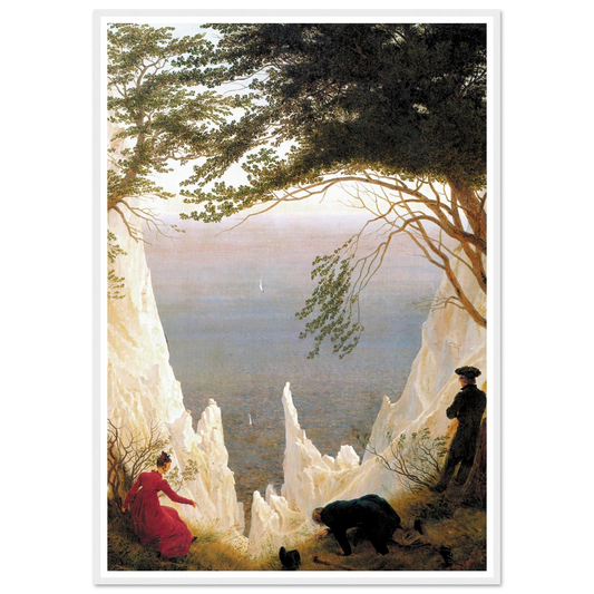 Chalk Cliffs on Rügen (1818) Art Print | Caspar David Friedrich - Framed Poster - 30x40 cm / 12x16″ - Black frame